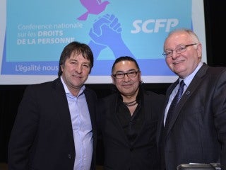 Charles Fleury, Romeo Saganash and Paul Moist at the CUPE Human Rights Conference 2015