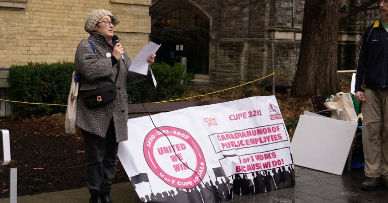 Photo of U of T members at a rally