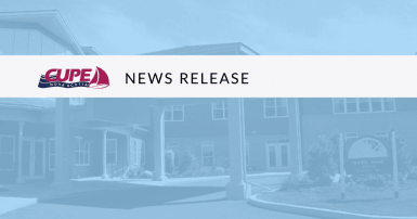 Web banner. Text: News release. Background image of a nursing home.