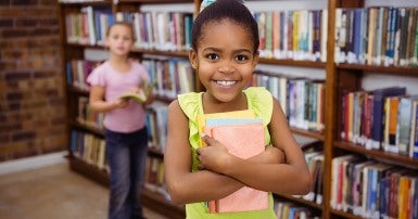 girl at library