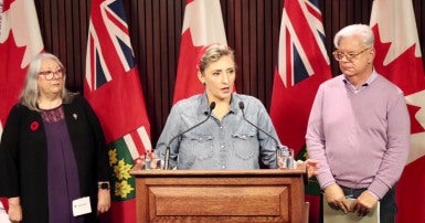 OSBCU President Laura Walton and CUPE Ontario President Fred Hahn