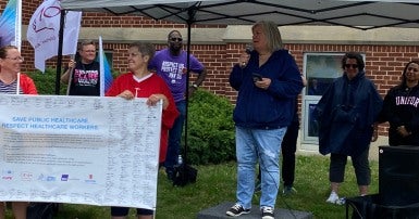 Sharon Richer speaks at St. Mary's General Hospital