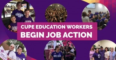 CUPE Education workers in job action