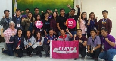 CUPE meeting with precarious workers and members of COURAGE to discuss a collective strategy to fight back against contactualization (the overreliance on contract workers in the public sector).