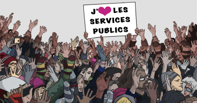 Illustration d'une foule de personnes avec une pancarte qui lit « Journée des Nations Unies pour la fonction publique »