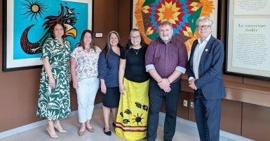 Photo of CUPE’s national officers with special guests from the Nationa Centre for Truth and Reconciliation.