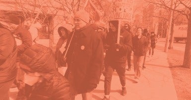 Photo of U of T members at a rally