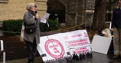 Photo of U of T members at a rally