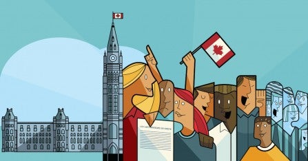 Demonstrators in front of Parliament Hill