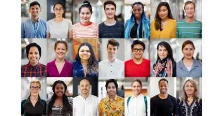 Collage of faces of international students
