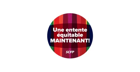 Bouton: Une entente équitable MAINTENANT!	
