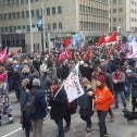 Hundreds of CUPE 3903 members and their supporters assembled in front of the Provincial Ministry of Labour’s offices on University Avenue this afternoon for a raucous rally, marching north to Queen’s Park.