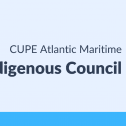 Web banner. Image: illustration of a single feather. Text: CUPE Atlantic Maritime Indigenous Council.