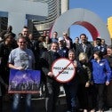 Mark Hancock with members of CUPE 4948 in front of the "Toronto" sign National President brings a message of support and solidarity to CUPE 4948