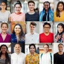 Collage of faces of international students