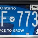Ontario license plate with sticker