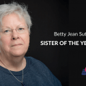 Web banner. Image: headshot of Betty Jean Sutherland and the CUPE NS logo. Text: Betty Jean Sutherland Sister if the Year Award