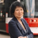 Olivia Chow in front of a TTC streetcar