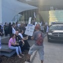 Striking workers outside of casino