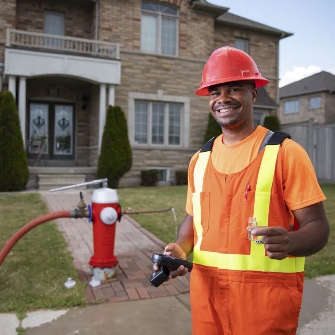 Water testing worker