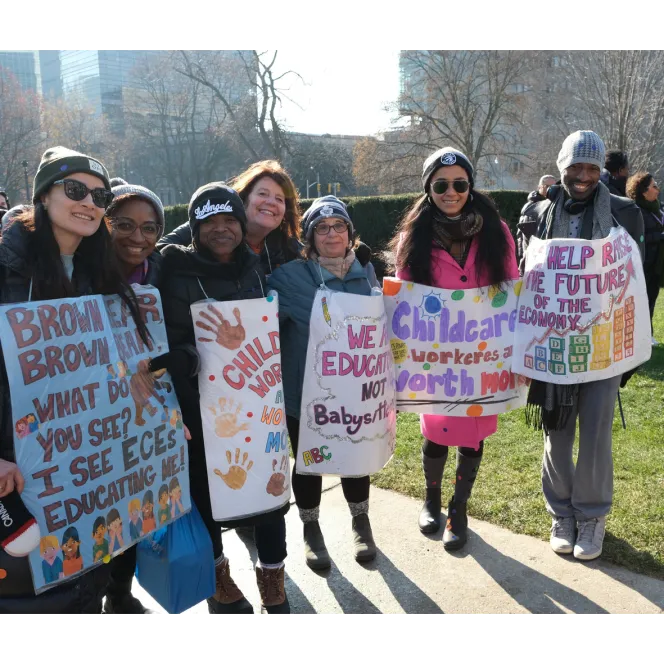 Child care workers rally