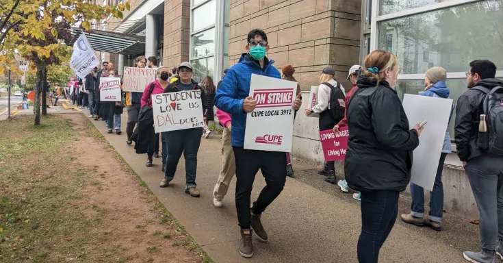 Striking workers on a picket line