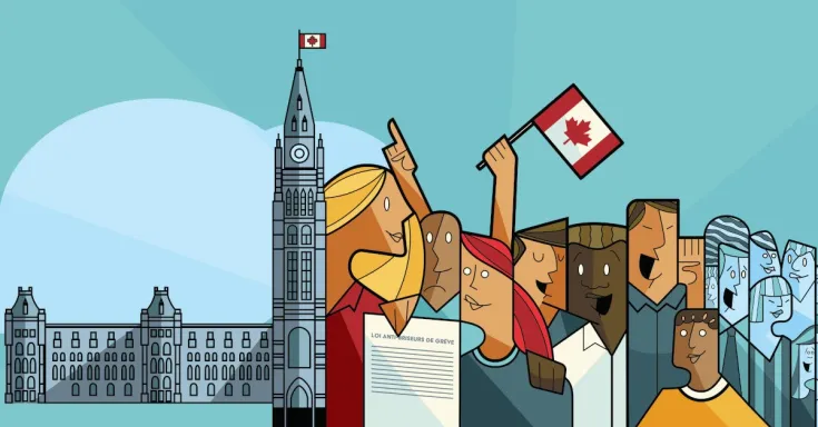 Demonstrators in front of Parliament Hill