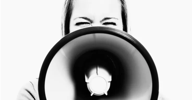 Woman holding megaphone