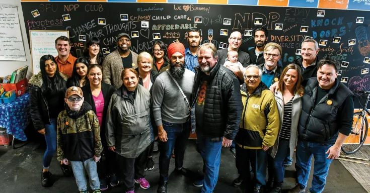 Jagmeet Singh and Mark Hancock in Burnaby, 2019