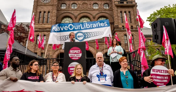 CUPE National President Mark Hancock addresses rally at Queen's Park