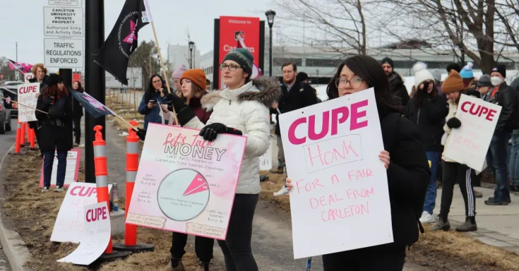 Picketers at Carleton University