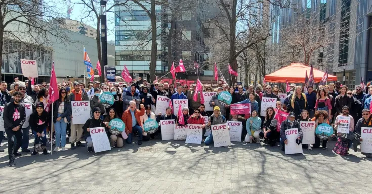 Members and supporters at CUPE 233 rally
