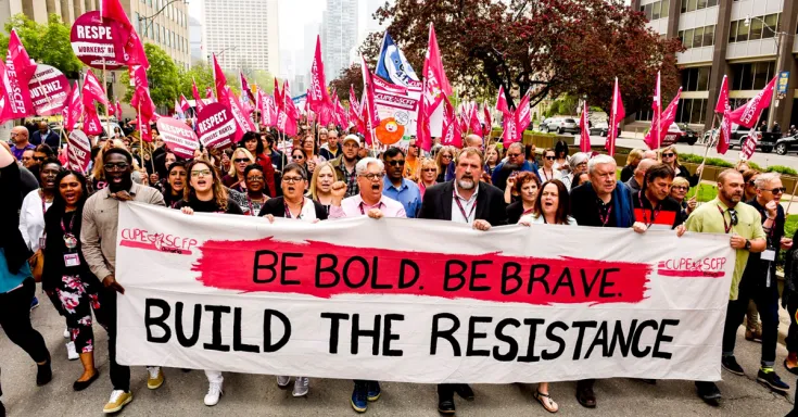 CUPE members marching in Toronto