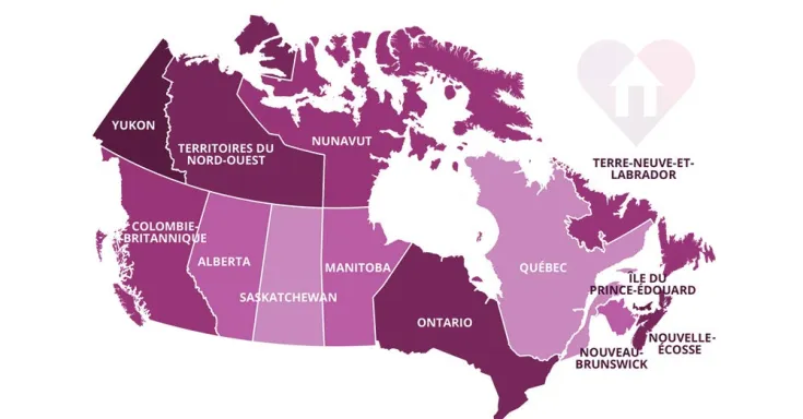 Carte :  hebergementfemmes.ca