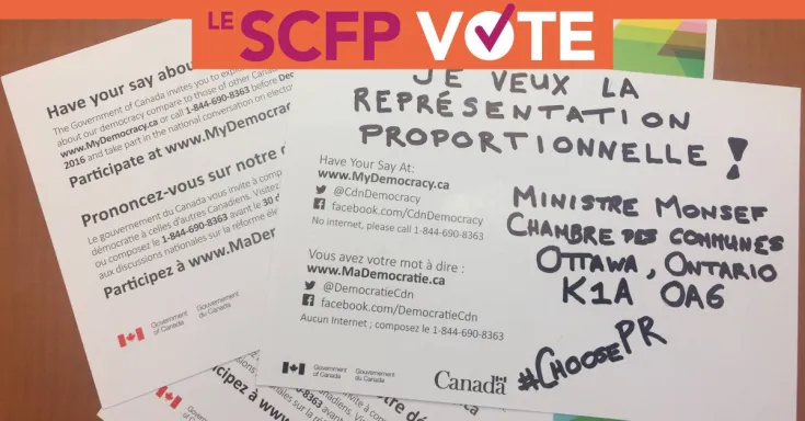 Représentation proportionelle: Le SCFP vote