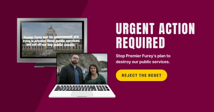 Web banner showing a TV monitor and laptop with images of TV ads, and a button that says "Reject the Reset"