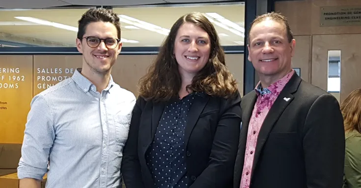 Mathieu Vick, conseiller du SCFP, Alice-Anne Simard, diréctrice générale de Eau Secours et Luc Bisson, membre du CA de Eau Secours et membre du SCFP 301
