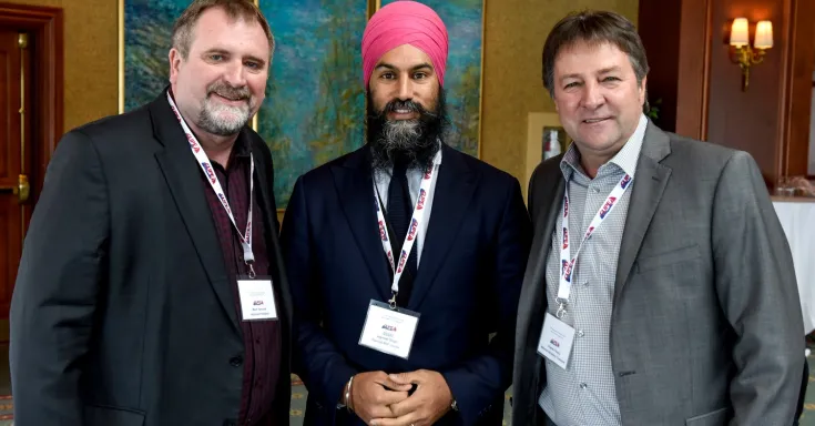 Charles Fleury, Jagmeet Singh and Mark Hancock