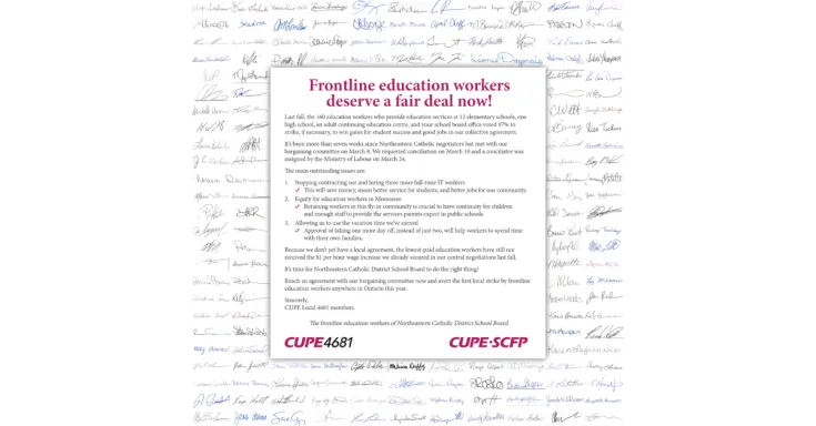 Open letter signed by school board workers